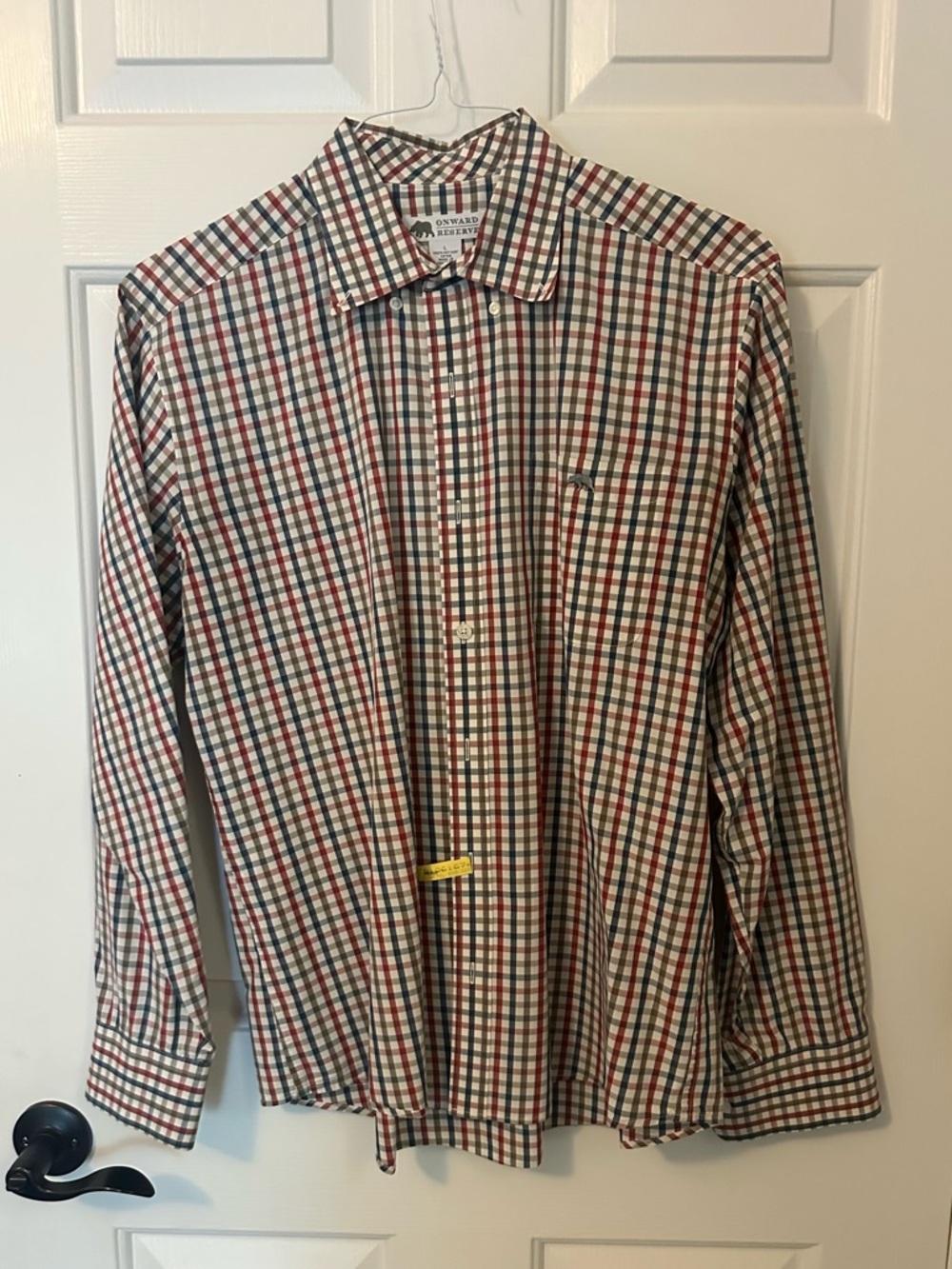 Onward reserve Men's Red and Blue Check Button-Up Shirt